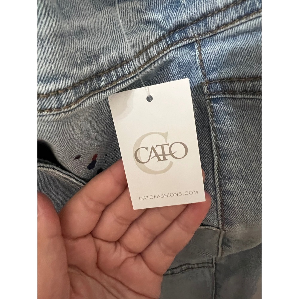 Cato Est. 1946 Denim Paint Splatter Distressed Overalls Light Wash Size 6 - Picture 6 of 7